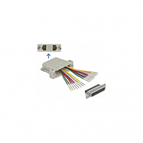 D-Sub 25 Pin crimp pesa 2 x RJ45 pesale paigalduskomplektiga, beež