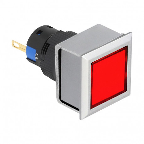 "16 mm Kunststoff Signallampe rot / Lötversion / viereckig"