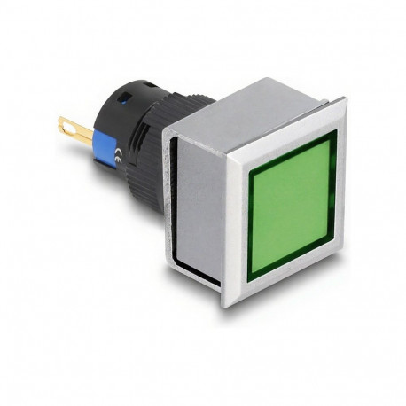 "16 mm Kunststoff Signallampe grün / Lötversion / viereckig"