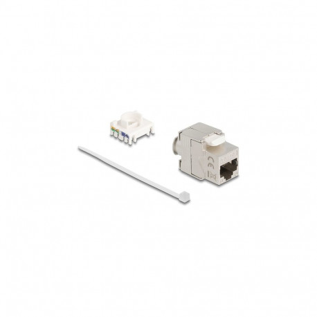 "Keystone Modul Slim RJ45 Buchse zu LSA Cat.6A geschirmt 180° werkzeugfrei"