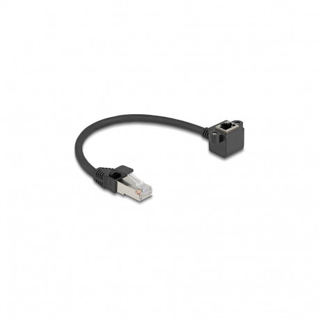 "Netzwerk Verlängerungskabel RJ45 Stecker zu RJ45 Buchse 90° gewinkelt Cat.6 F/UTP 0,25 m schwarz"