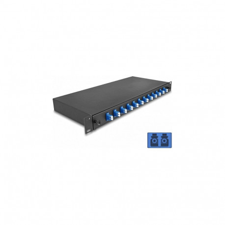 19" fiiberoptiline jätkukarp 12 x LC Duplex OS2 1HE, komplektne