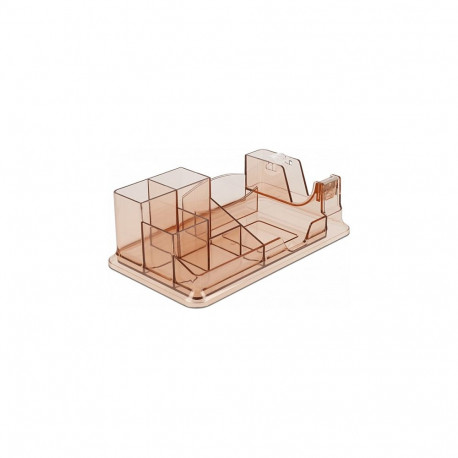 "Schreibtisch Organizer transparent / braun"