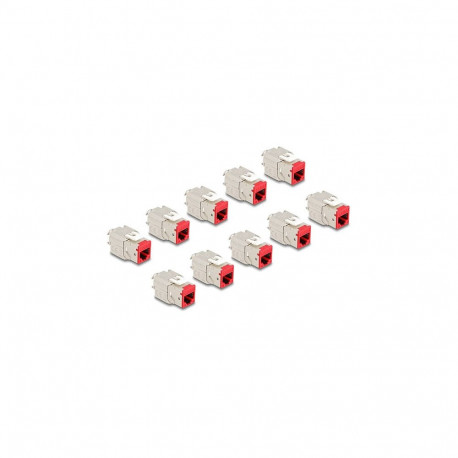 "Keystone Modul RJ45 Buchse zu LSA Cat.6A werkzeugfrei rot Set 10 Stück"