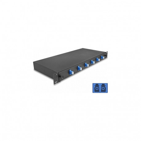 19" valguskaabli splaisiboks 6 x LC Duplex OS2 1HE, komplekteeritud