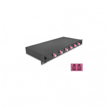 19-tolline kiudoptiline spleisskast 6 x LC Duplex OM4 1HE täielikult komplekteeritud