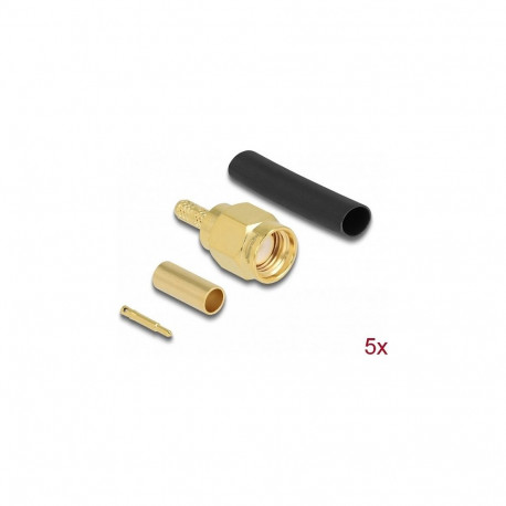 "Delock SMA Stecker zum Crimpen RG-174 / RG-316 mit passendem Schrumpfschlauch - 5 Stück"