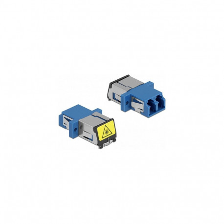 "Delock LWL Kupplung mit Laserschutzklappe LC Duplex Buchse zu LC Duplex Buchse Singlemode blau"