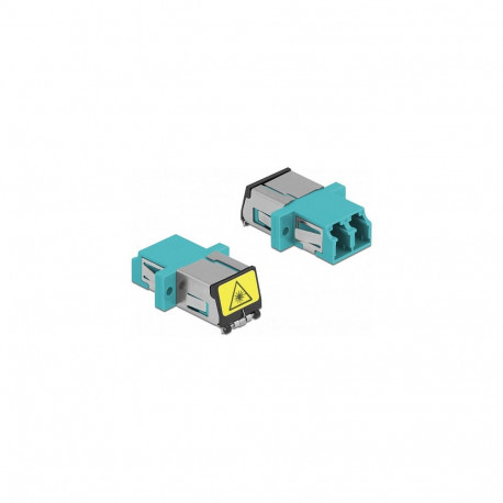 "Delock LWL Kupplung mit Laserschutzklappe LC Duplex Buchse zu LC Duplex Buchse Multimode aqua"
