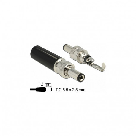 "Delock Steckverbinder DC 5,5 x 2,5 mm mit Länge 12,0 mm Hohlstecker Lötversion"