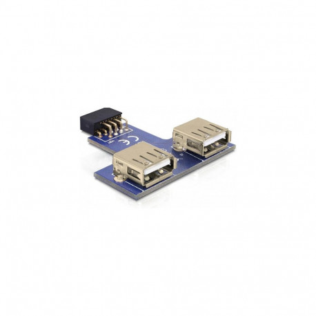 "Delock USB Pin Header Buchse > 2 x USB 2.0 Buchse - oben"