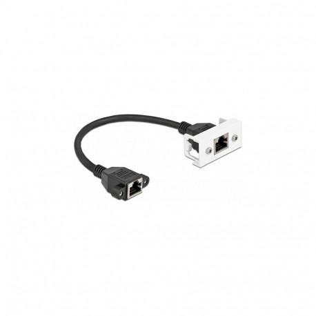 Delock võrgu pikenduskaabel Easy 45 moodulile S/FTP RJ45 pesa - RJ45 pesa Cat.6A 25 cm must / valge