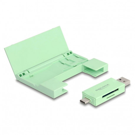 Delock kaardilugeja USB 5 Gbps USB Type-C™ / Type-A SD ja Micro SD mälukaartidele praktilise vutlari
