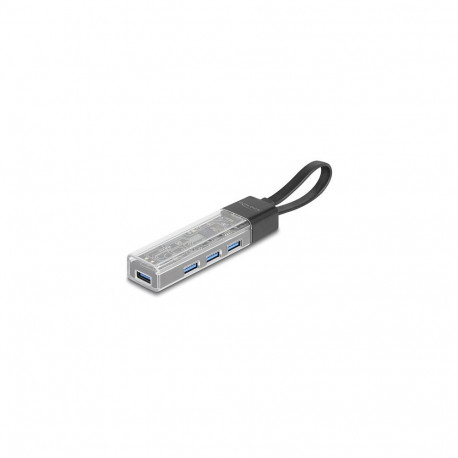 "4 Port USB Hub 5 Gbps mit USB Typ-A oder USB Type-C™ Anschluss in transparentem Gehäuse"