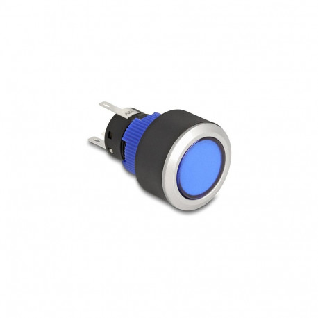 "Drucktaster zum Einbau 22 mm 5 x Lötanschluss Taster flach Kunststoff LED blau"