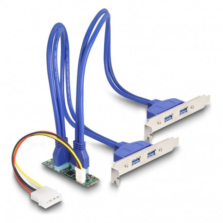 "Konverter M.2 Key B+M Stecker zu 4 x USB 5 Gbps Typ-A Buchse mit 50 cm Kabel"