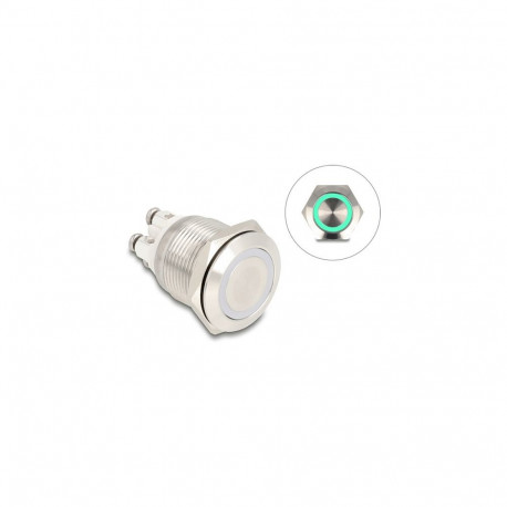 "Drucktaster zum Einbau 19 mm 4 x Schraubklemme LED grün"