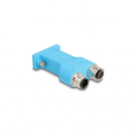 "D-Sub 9 Buchse zu M12 Stecker und Buchse A-kodiert 5 Pin CAN Bus Verteiler 180° blau"