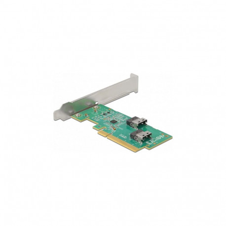 "PCI Express 4.0 x8 Karte zu 2 x intern SFF-8654 4i NVMe - Bifurcation - Low Profile Formfaktor"