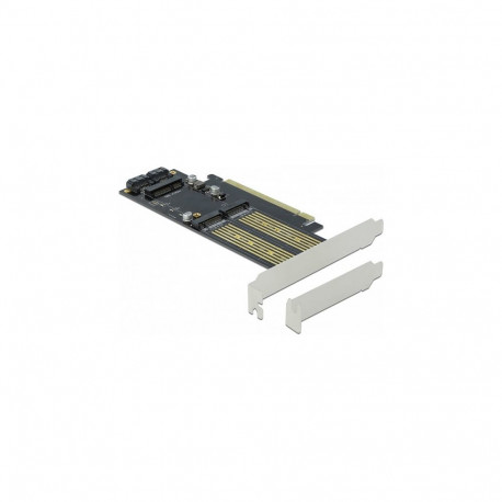 PCI Express x16 kaart 1 x M.2 Key B + 1 x NVMe M.2 Key M + 1 x mSATA jaoks - madala profiiliga kujut