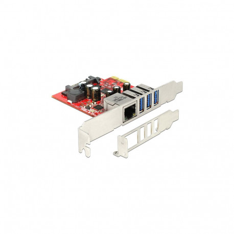 "PCI Express x1 Karte zu 3 x extern USB 5 Gbps + 1 x extern Gigabit LAN - Low Profile Formfaktor"