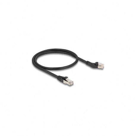 Delock RJ45 võrgukaabel Cat.6A S/FTP 45° vasakule nurgaga pistik ja sirge pistik 0,5 m must
