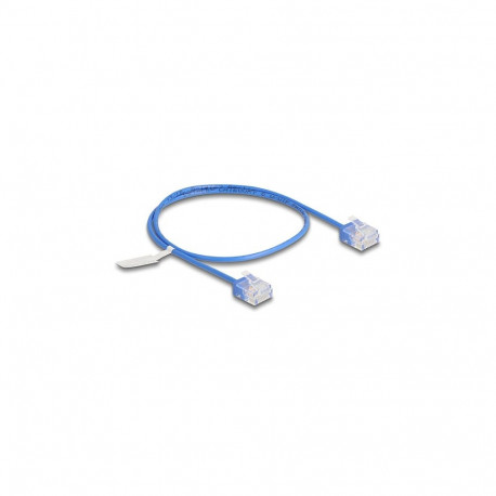 "Delock RJ45 Netzwerkkabel Cat.6 UTP Ultra Slim 0,5 m blau mit kurzen Steckern"
