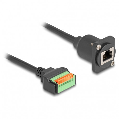 D-tüüpi kaabel RJ45-pesast terminalplokki surunupuga Cat.5e 30cm, must