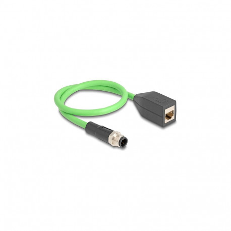 "Delock M12 Kabel D-kodiert 4 Pin Stecker zu RJ45 Buchse PUR (TPU) 0,5 m"