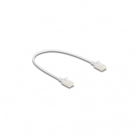 Delock RJ45 võrgukaabel Cat.6A tugeva fiksaatoriga tööstuslik U/UTP slim 0,3 m valge