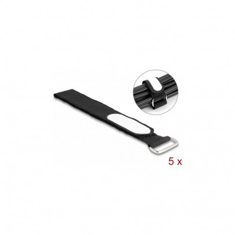 Delock aasaga ja märgistusalaga takjakinnisega kaablisidemed L 305 x B 25 mm mustad, 5 tükki