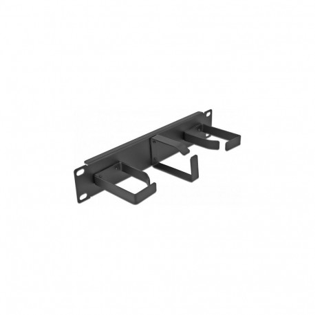 "10"" Kabelmanagement Rangierpanel mit 3 Metall Bügeln (2 x horizontal, 1 x vertikal) 1 HE schwarz"
