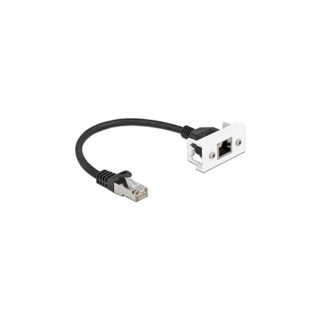 "Easy 45 Netzwerk Verlängerungskabel S/FTP RJ45 Stecker zu RJ45 Buchse Cat.6A 25 cm schwarz / weiß"