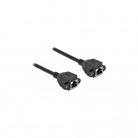 "Delock Netzwerk Verlängerungskabel S/FTP RJ45 Buchse zu RJ45 Buchse Cat.6A 50 cm schwarz"