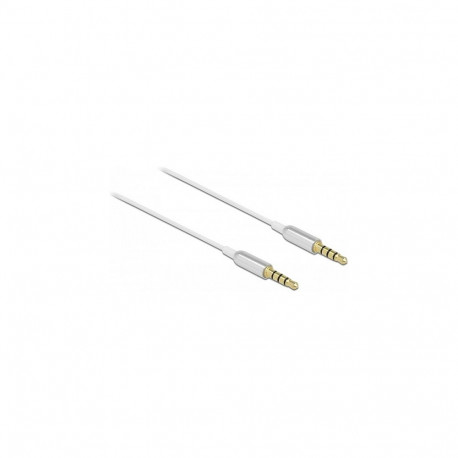 "Delock Klinkenkabel 3,5 mm 4 Pin Stecker zu Stecker Ultra Slim 0,5 m weiß"