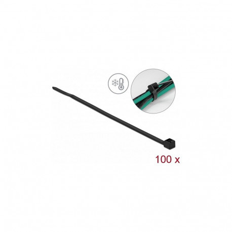 Delock külmakindlad kaablisidemed 100 x 2,5 mm mustad, 100 tükki