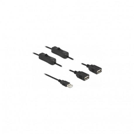 "Kabel USB Typ-A Stecker zu 2 x USB Typ-A Buchse mit Schalter 1 m"