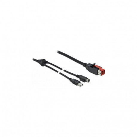 "Delock PoweredUSB Kabel Stecker 24 V zu USB Typ-A Stecker + Mini-DIN 3 Pin Stecker 2 m für POS Druc