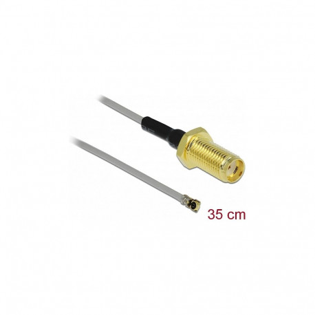 "Antennenkabel SMA Buchse zum Einbau zu I-PEX Inc., MHF® 4 Stecker 0.81, 35 cm Gewindelänge 10 mm"