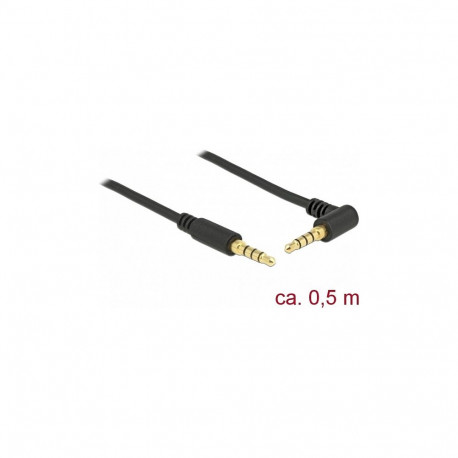 "Delock Klinkenkabel 3,5 mm 4 Pin Stecker > Stecker gewinkelt 0,5 m schwarz"