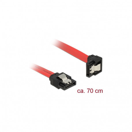 Delock SATA 6 Gb/s kaabel, otse ja alla nurgaga, 70 cm, punane