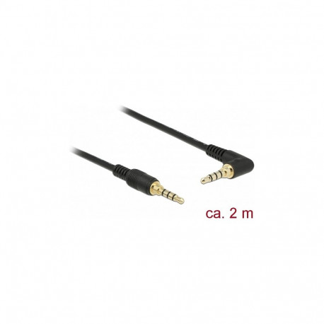 "Delock Klinkenkabel 3,5 mm 4 Pin Stecker > Stecker gewinkelt 2 m schwarz"