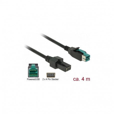 "Delock PoweredUSB Kabel Stecker 12 V > 2 x 4 Pin Stecker 4 m für POS Drucker und Terminals"