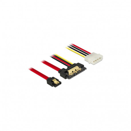 "Delock Kabel SATA 6 Gb/s 7 Pin Buchse + Molex 4 Pin Strom Stecker > SATA 22 Pin Buchse gerade Metal