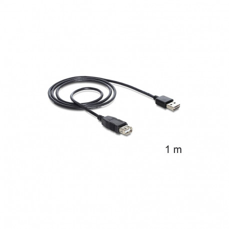 Delock EASY-USB 2.0 Typ-A isane - emane must pikenduskaabel, 1 m