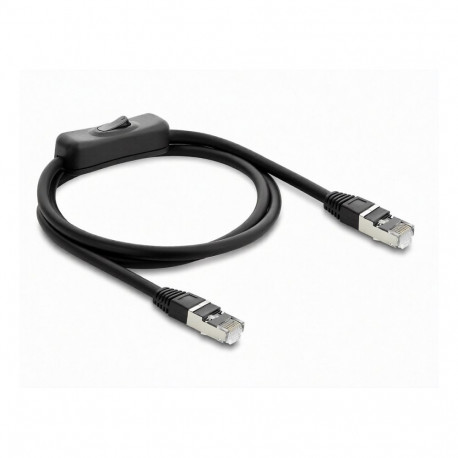 "Delock RJ45 Kabel Stecker zu Stecker mit Schalter Cat.6 F/UTP 0,3 m - Netzwerkschaltung schwarz"
