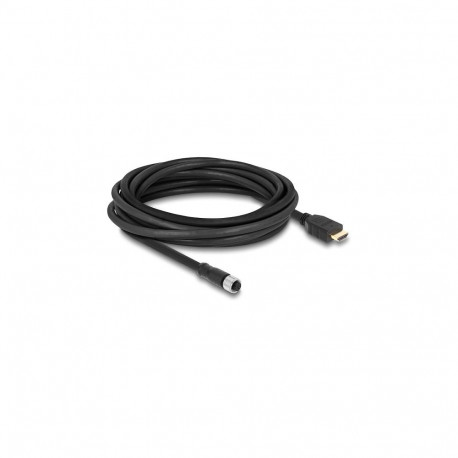 "Delock M12 Kabel A-kodiert 17 Pin Buchse zu HDMI Stecker 5 m schwarz"