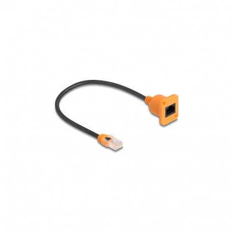 "D-Typ RJ45 Kabel Stecker zu Buchse Cat.5e UTP orange / schwarz 30 cm"