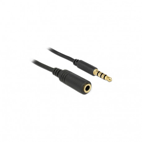 "Klinkenverlängerungskabel 3,5 mm 4 Pin Stecker zu Buchse 0,5 m schwarz"