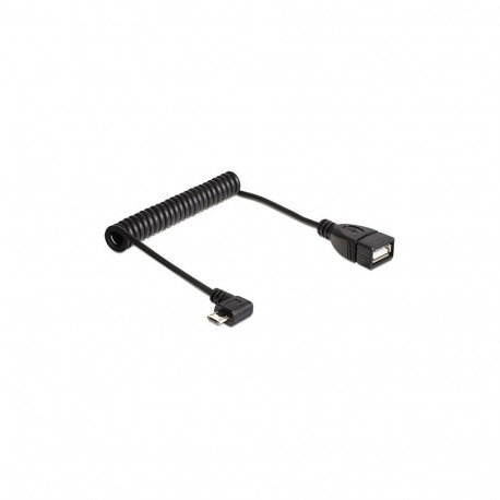 "Delock Kabel USB micro-B Stecker gewinkelt > USB 2.0-A Buchse OTG Spiralkabel"